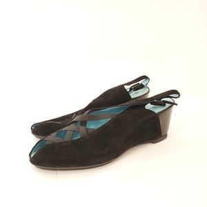 Thierry rabotin 39.5 39 1/2 black suede shoes Wedge Dressy Work Womens Shoes